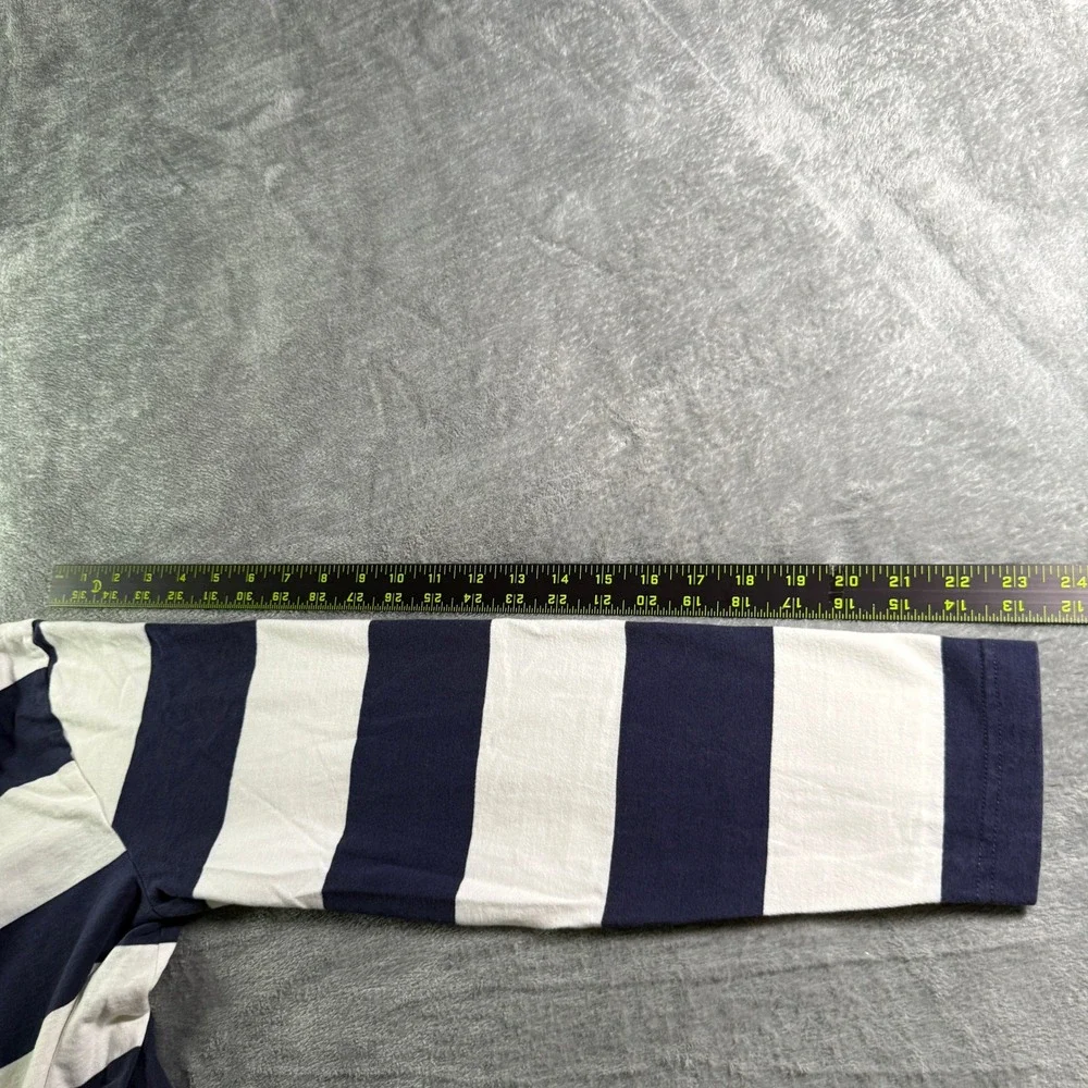 J.Crew Always Striped Long Sleeve Rugby Shirt Mens L Navy White - Picture 8 of 9